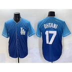 Los Angeles Dodgers #17 Shohei Ohtani Blue MWATKINS Stitched Jersey