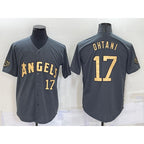 Los Angeles Angels #17 Shohei Ohtani Number Grey MWATKINS 2022 All Star Stitched Cool Base Jersey