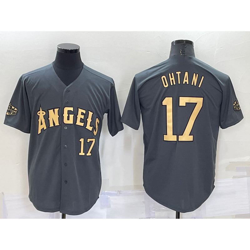 Los Angeles Angels #17 Shohei Ohtani Number Grey MWATKINS 2022 All Star Stitched Cool Base Jersey