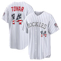 Colorado Rockies #14 Ezequiel Tovar USA 250 Fourth of July Home Stadium Jersey - White MWATKINS