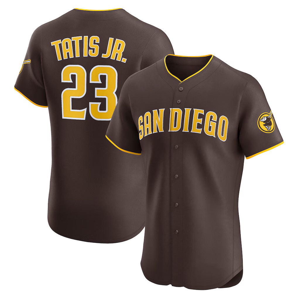 San Diego Padres #23 Fernando Tatis Jr. Brown MWATKINS Road Elite Jersey
