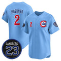 Chicago Cubs #2 Nico Hoerner Blue MWATKINS 'Ryne Sandberg Tribute' Vapor Limited V2 Stitched Jersey