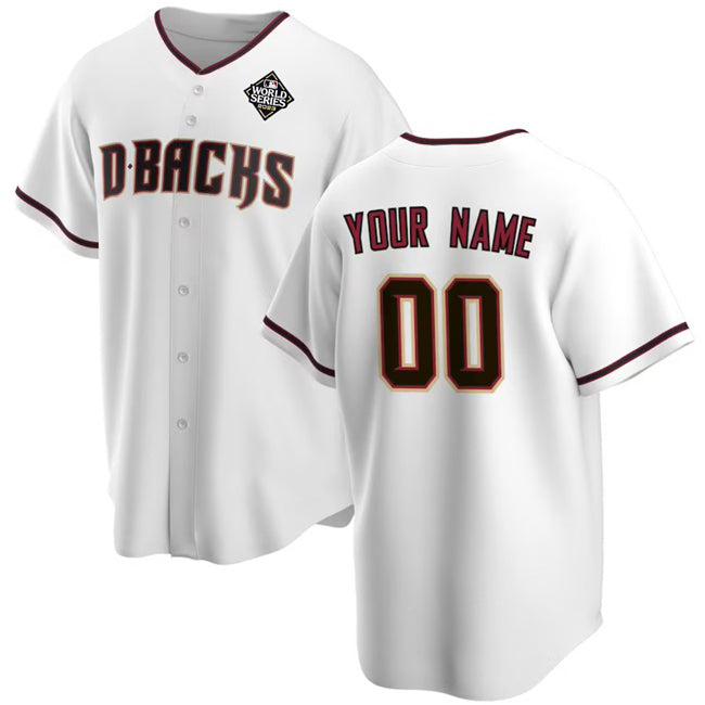 Custom Arizona Diamondbacks Active Player White MWATKINS 2023 World Series Home Cool Base Stitched Jersey