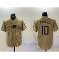 San Diego Padres #10 Jurickson Profar Khaki MWATKINS Team Logo Cool Base Jerseys