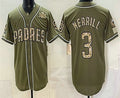 San Diego Padres #3 Jackson Merrill Olive MWATKINS 2026 Armed Forces Day Jersey