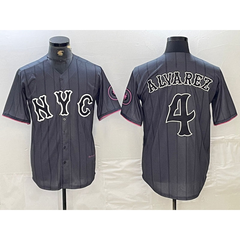 New York Mets #4 Francisco Alvarez Gray MWATKINS 2024 City Connect Cool Base Stitched Jersey