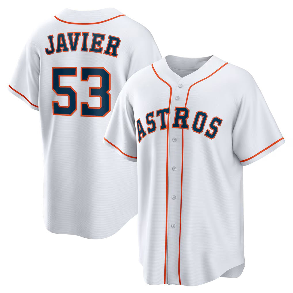 Houston Astros #53 Cristian Javier White MWATKINS Home Replica Jersey