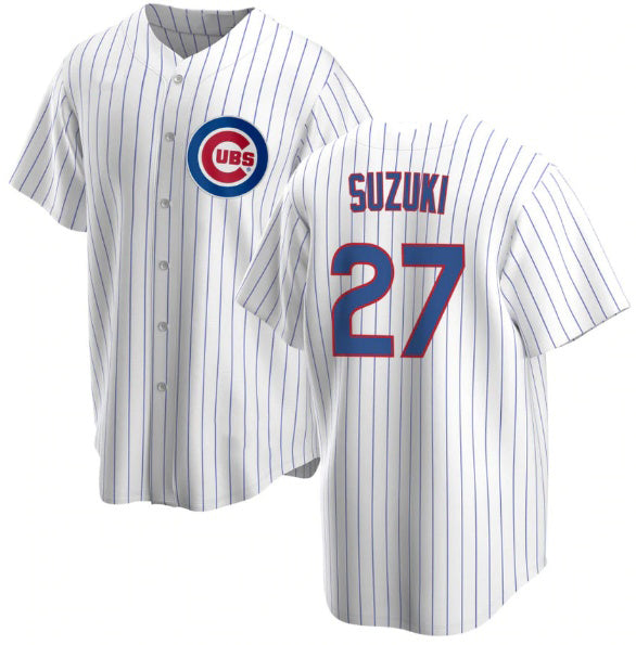 Chicago Cubs #27 Seiya Suzuki White MWATKINS Cool Base Stitched Jersey