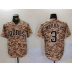 San Diego Padres #3 Jackson Merrill Camo MWATKINS Cool Base Stitched Jersey