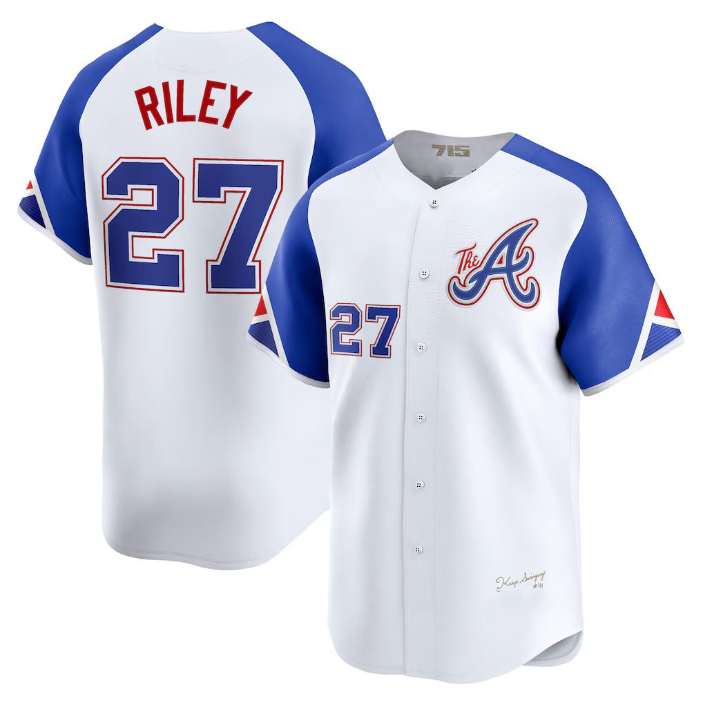 Atlanta Braves #27 Austin Riley White MWATKINS City Connect Limited Player Jersey
