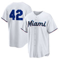Miami Marlins #42 Jackie Robinson White MWATKINS Home 2025 Day Replica Jersey