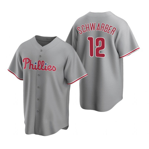 Philadelphia Phillies #12 Kyle Schwarber Gray MWATKINS Cool Base Stitched Jersey