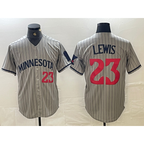 Minnesota Twins #23 Royce Lewis Number 2023 Grey MWATKINS Home Team Cool Base Stitched Jerseys