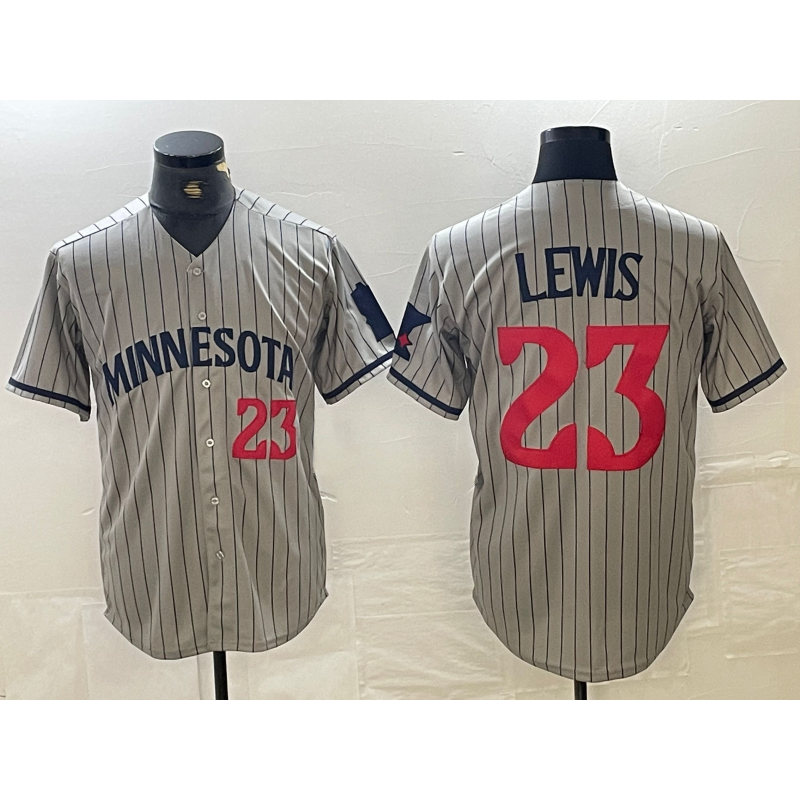 Minnesota Twins #23 Royce Lewis Number 2023 Grey MWATKINS Home Team Cool Base Stitched Jerseys