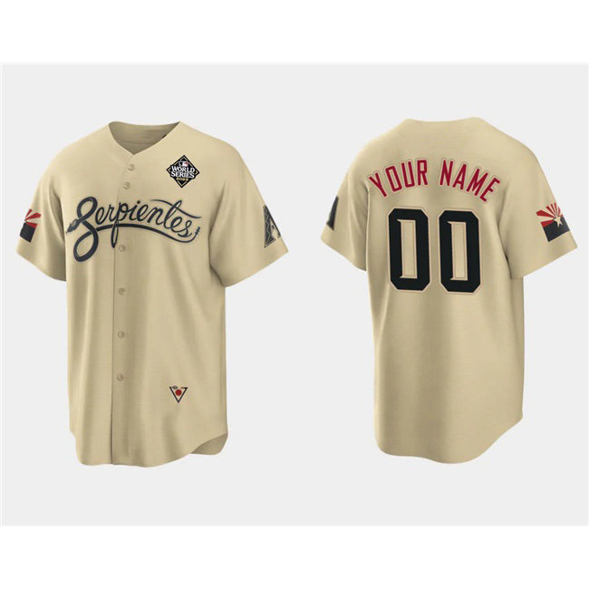 Custom Arizona Diamondbacks Active Player Gold MWATKINS 2023 World Series City Connect Cool Base Stitched Jersey