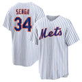 New York Mets #34 Kodai Senga White-Royal MWATKINS Home Replica Player Jersey