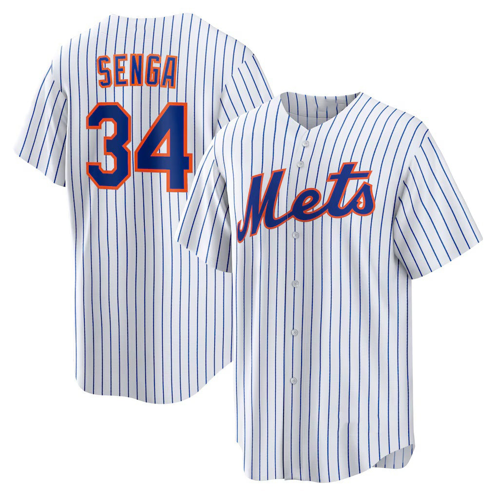 New York Mets #34 Kodai Senga White-Royal MWATKINS Home Replica Player Jersey
