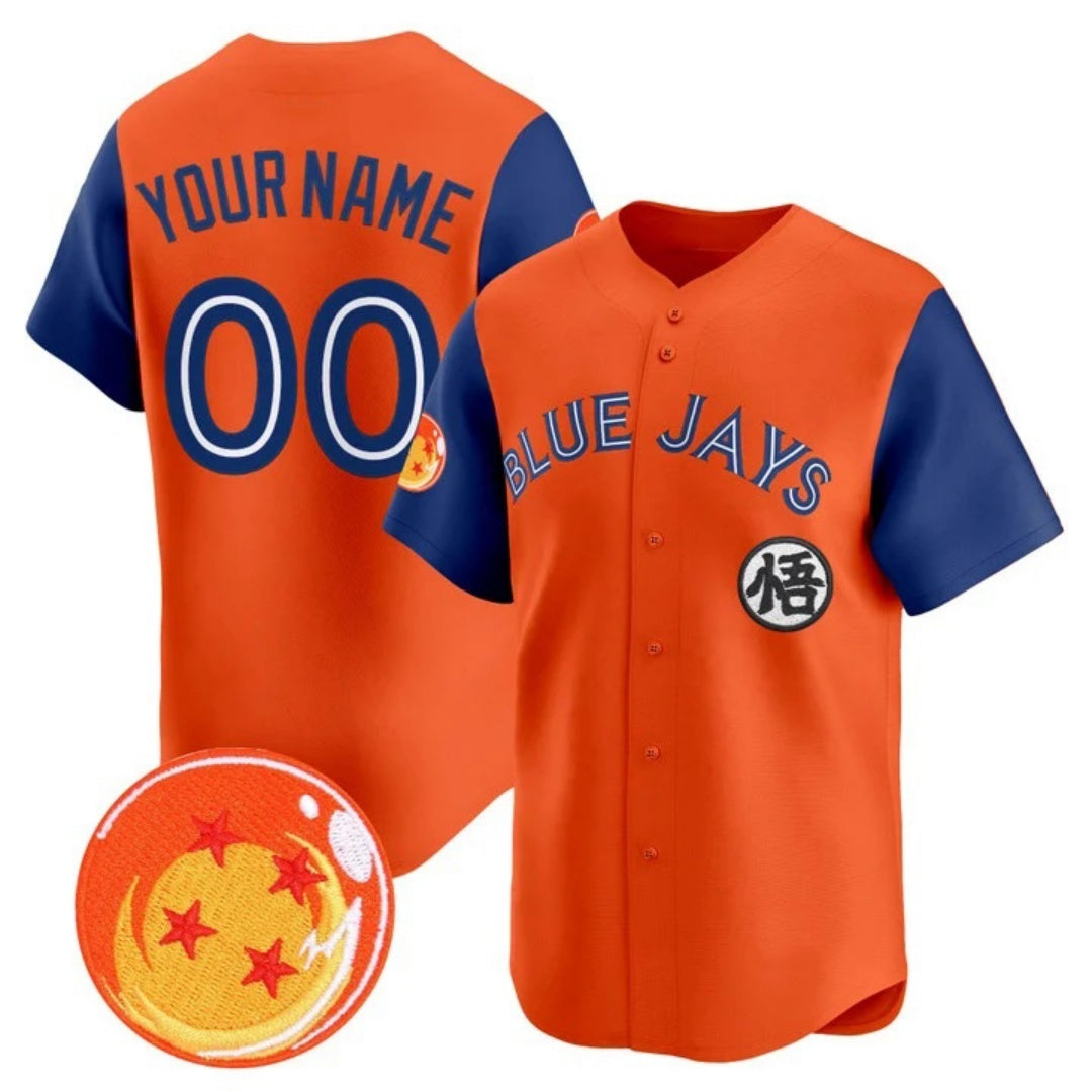 Custom Toronto Blue Jays x Dragon Ball Royal Orange MWATKINS Vapor Premier Limited Jersey - All Stitched