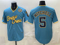 Milwaukee Brewers #5 Garrett Mitchell Powder Blue MWATKINS City Connect With Home & Bob Uecker Patch Limited Stitched Jersey