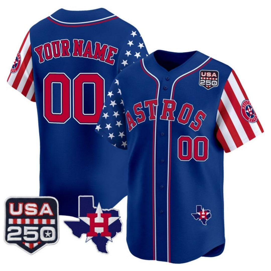 Custom Houston Astros America 250 Edition Vapor Premier Limited Royal MWATKINS Stitched Jerseys