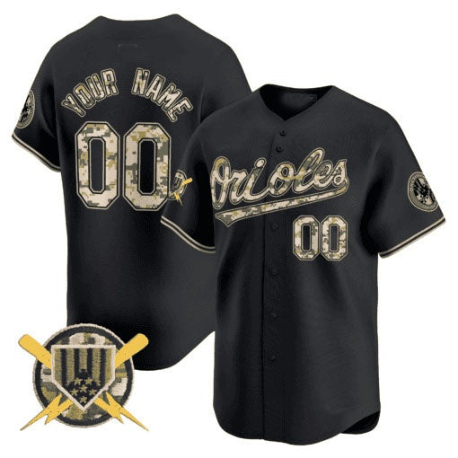 Custom Baltimore Orioles Armed Forces Day Vapor Premier Limited Jersey ¨C Black MWATKINS