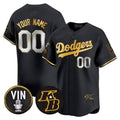 Custom Los Angeles Dodgers Vin Patch & Kobe Bryant Signature Vapor Premier Limited Jersey ¨C All Stitched-Black MWATKINS