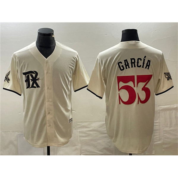 Texas Rangers #53 Adolis Garc¨ªa Cream MWATKINS City Connect Cool Base Stitched Jersey