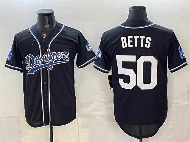 Los Angeles Dodgers #50 Mookie Betts B2B Champs 2026 Black MWATKINS Out Style Vapor Limited Stitched Jersey