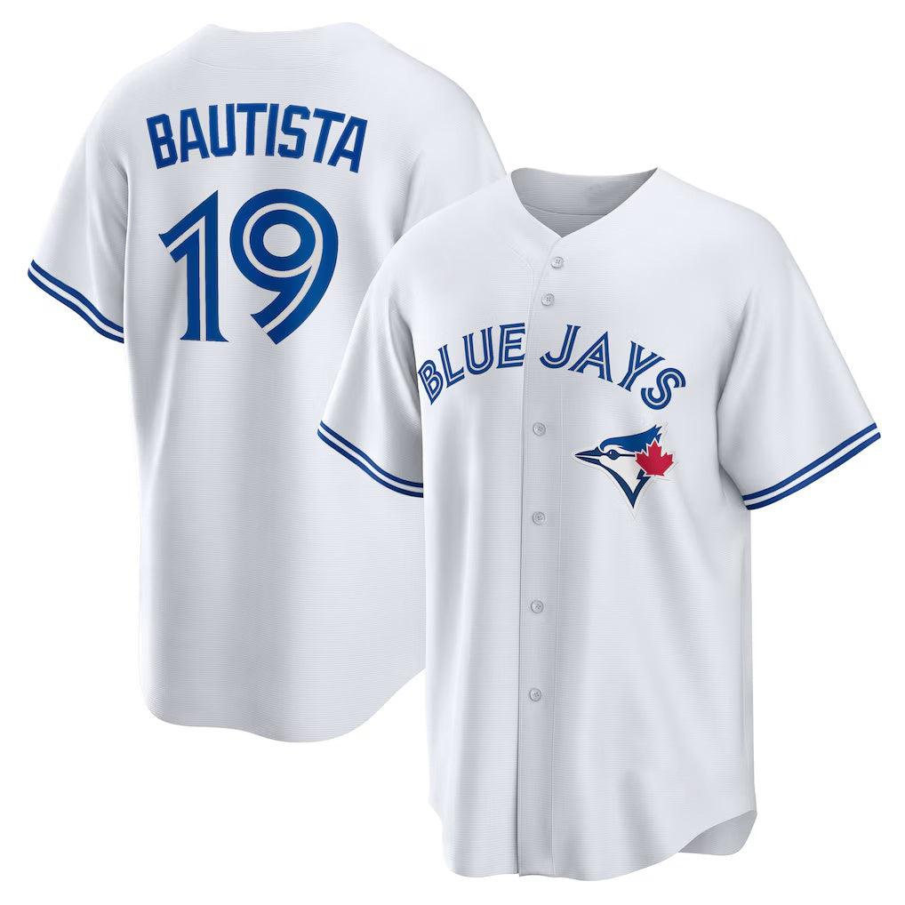 Toronto Blue Jays #19 Jose Bautista White MWATKINS Home Retired Player Replica Jersey