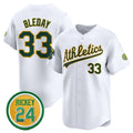 Oakland Athletics #33 JJ Bleday White MWATKINS 2024 Home Limited With Rickey Henderson Patch Stitched Jersey