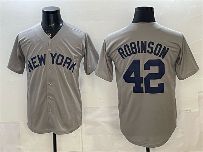 New York Yankees #42 Jackie Robinson Grey MWATKINS Stitched Jersey