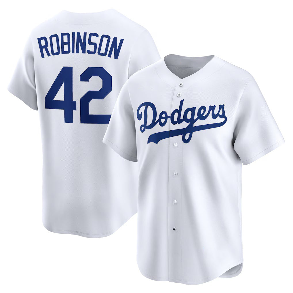 Los Angeles Dodgers #42 Jackie Robinson White MWATKINS Throwback Cooperstown Collection Limited Jersey