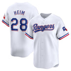 Texas Rangers #28 Jonah Heim White MWATKINS Home Limited Player Jersey