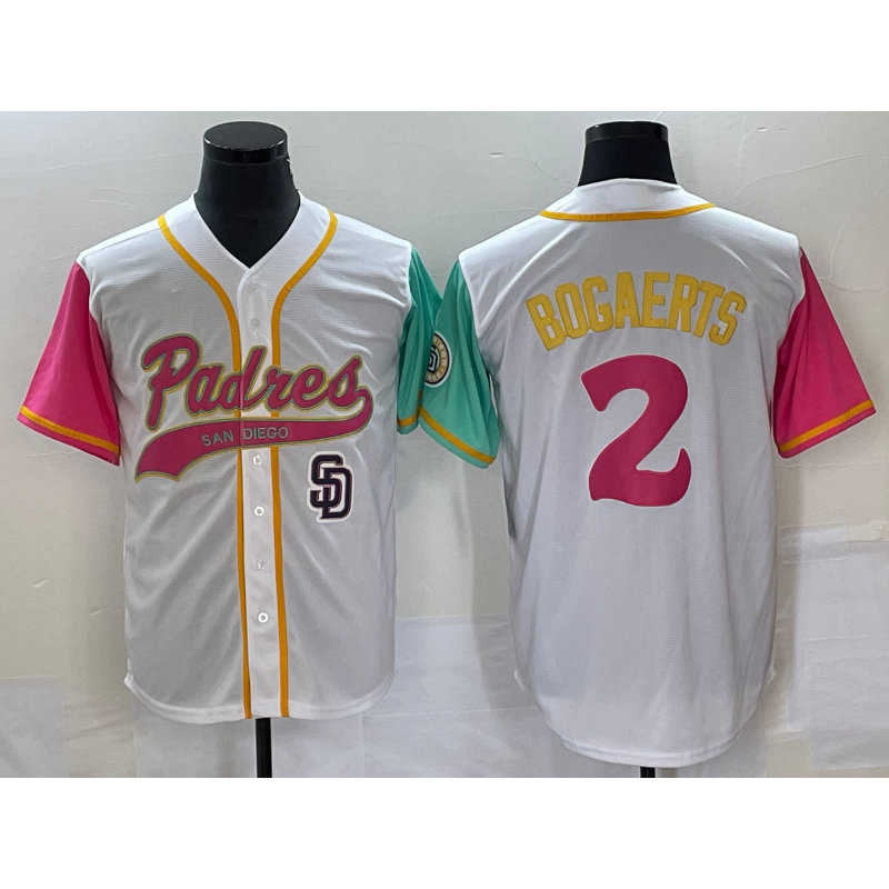 San Diego Padres #2 Xander Bogaerts White MWATKINS NEW 2023 City Connect Cool Base Stitched Jersey 4