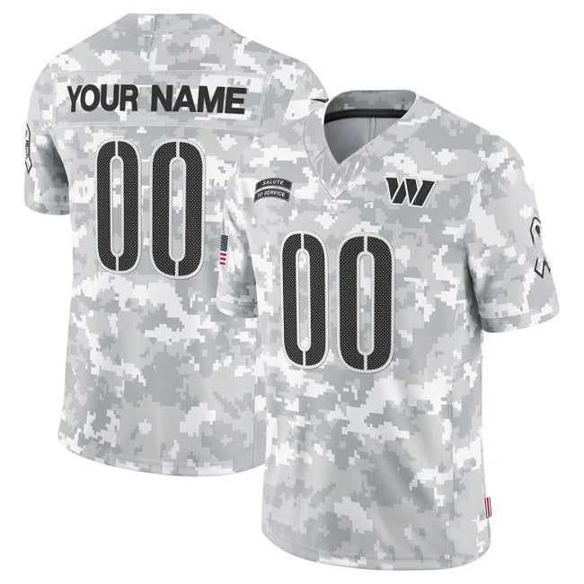 Custom W.Commanders Active Player 2024 F.U.S.E Arctic Camo MWATKINS Salute To Service Limited Stitched Jersey