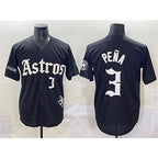 Houston Astros #3 Jeremy Pena Black MWATKINS Gothic 'Houston Born Barrio Raised' Limited Stitched Jersey