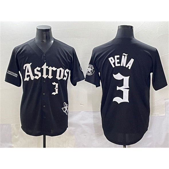 Houston Astros #3 Jeremy Pena Black MWATKINS Gothic 'Houston Born Barrio Raised' Limited Stitched Jersey