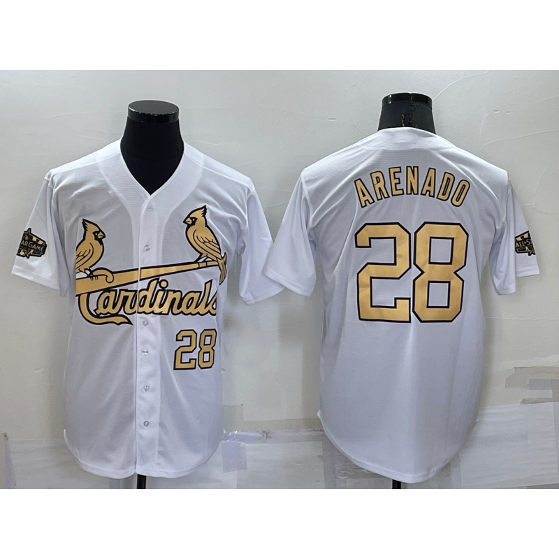 St. Louis Cardinals #28 Nolan Arenado Number White MWATKINS 2022 All Star Stitched Cool Base Jersey