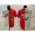 Houston Astros #30 Kyle Tucker White Orange MWATKINS Split Stitched Jerseys