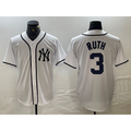 New York Yankees #3 Babe Ruth White MWATKINS Fashion Cool Base Jersey