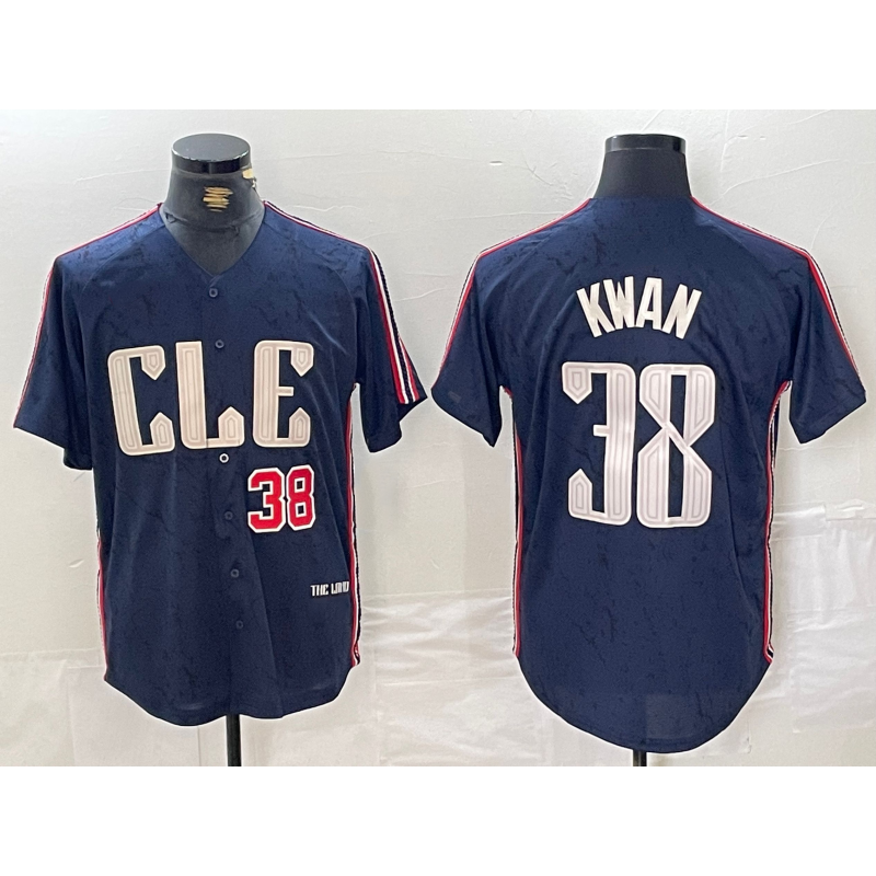 Cleveland Guardians #38 Steven Kwan Number Navy MWATKINS 2024 City Connect Limited Stitched Jersey