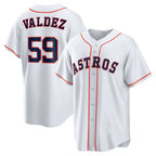 Houston Astros #59 Framber Valdez White MWATKINS Home Replica Jersey