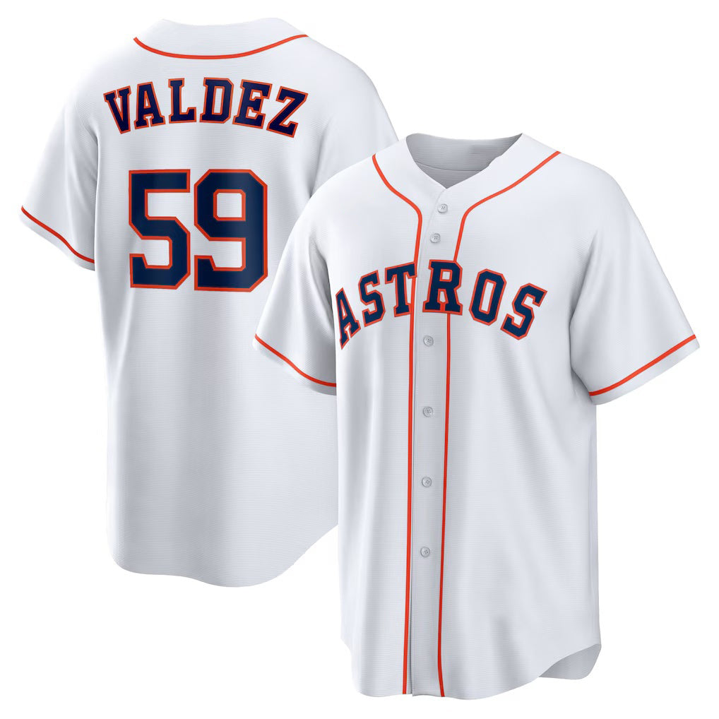 Houston Astros #59 Framber Valdez White MWATKINS Home Replica Jersey