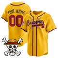 Custom Atlanta Braves x One Piece Gold MWATKINS Vapor Premier Limited Jersey - Stitched