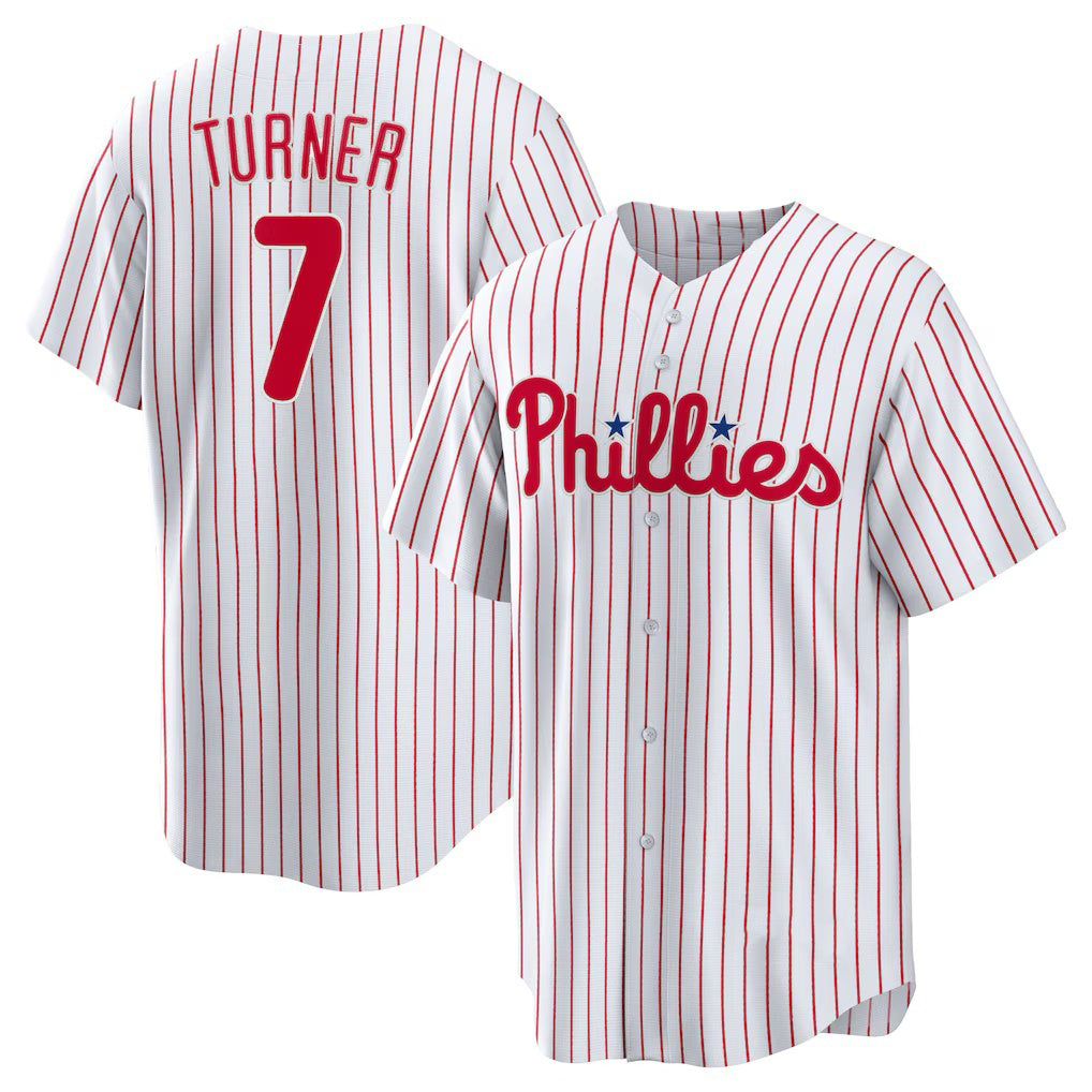 Philadelphia Phillies #7 Trea Turner White MWATKINS Home Replica Player Jersey