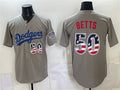 Los Angeles Dodgers #50 Mookie Betts Gray MWATKINS 250 Fourth of July Road Stitched Jersey