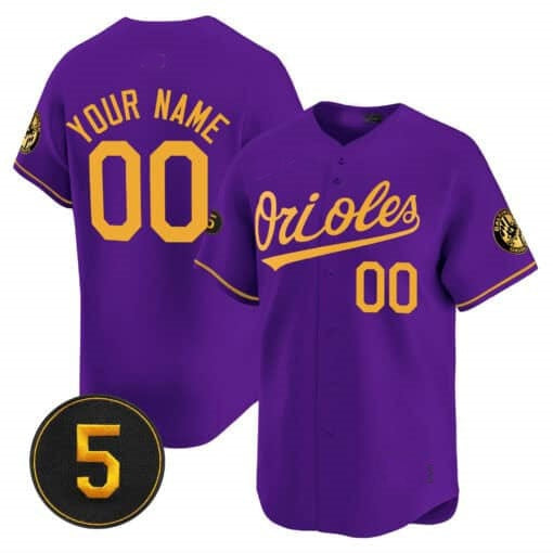 Custom Baltimore Orioles Robinson Patch Vapor Premier Limited Jersey ¨C Purple Gold MWATKINS