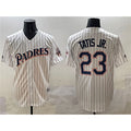 San Diego Padres #23 Fernando Tatis Jr. White MWATKINS Throwback With Patch Cool Base Stitched Jersey
