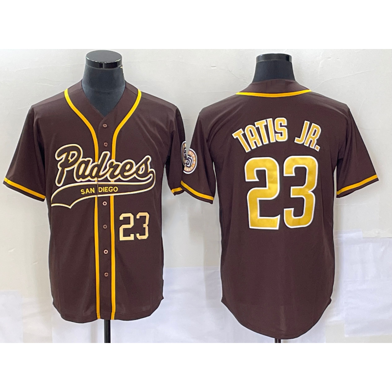 San Diego Padres #23 Fernando Tatis Jr Number Brown MWATKINS NEW 2023 Cool Base Stitched Jersey