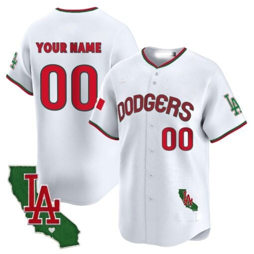Custom Los Angeles Dodgers Mexico California Patch Vapor Premier Limited Jersey V3 ¨C All Stitched-White MWATKINS